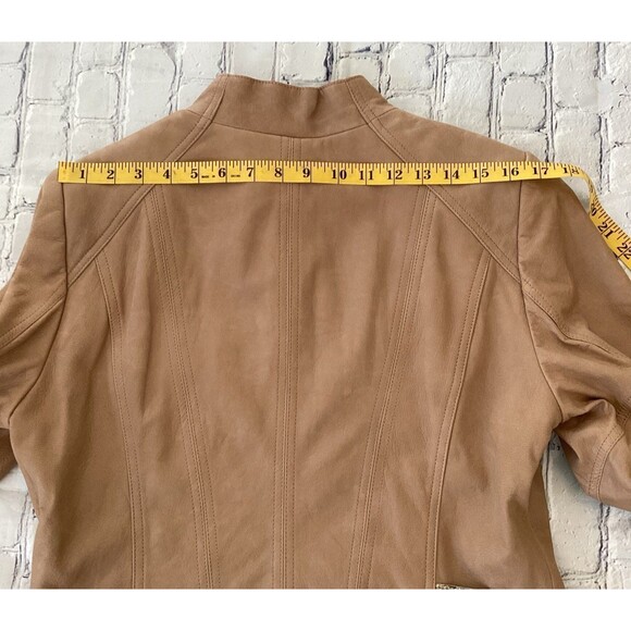 Etcetera Jacket Women’s Size 14 Tan 100% Leather with Faux Snakeskin Accents - Picture 10 of 12